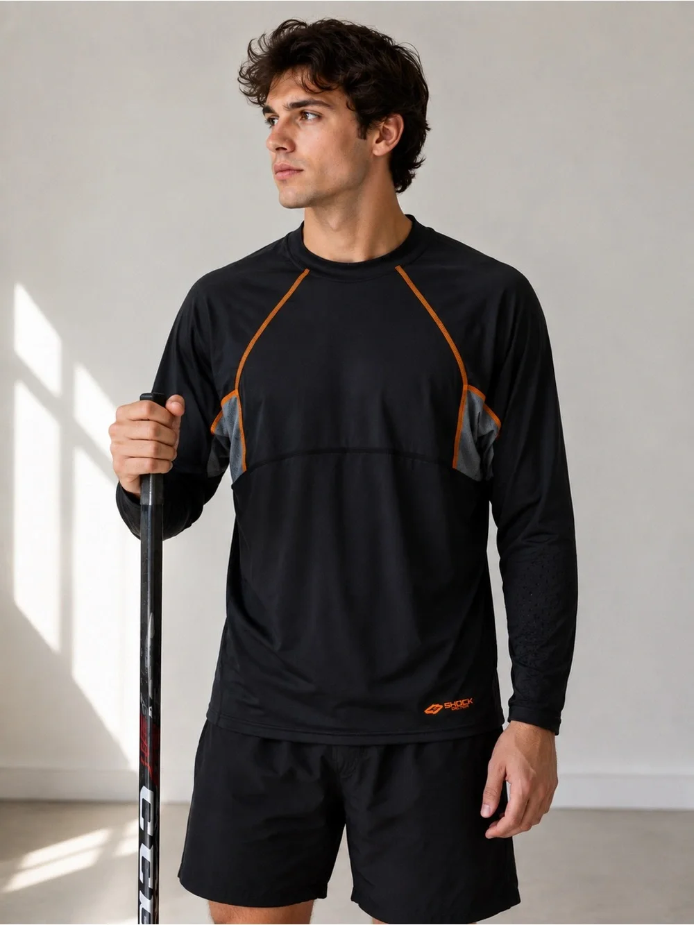 Shock Doctor Core Compression Hockey Shirt Men’s XL Black Orange Long Sleeve NWT